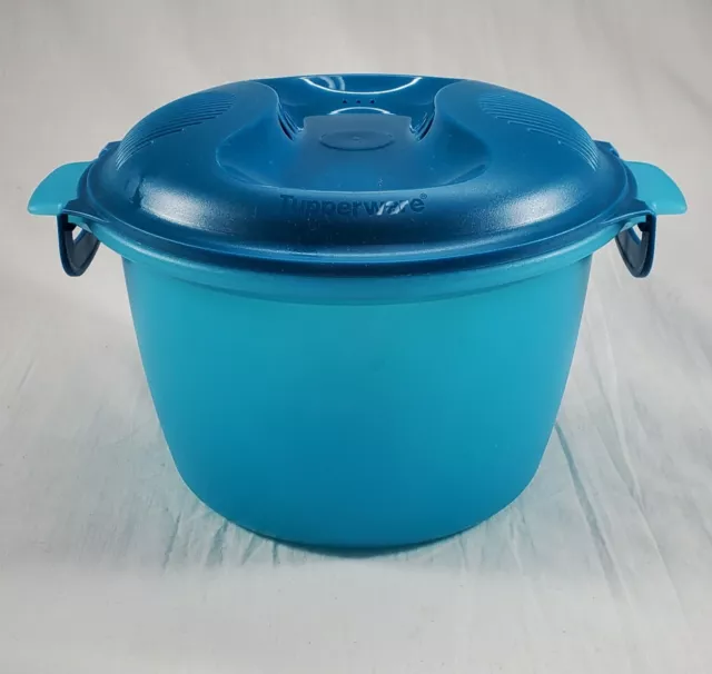 Tupperware Microwave Rice Cooker Steamer Turquoise With Manual EUC!
