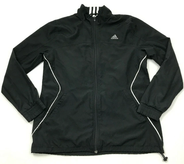 Adidas Giacca Misura M Nero Cerniera Intera Manica Lunga Tuta Top Adulto a Vento