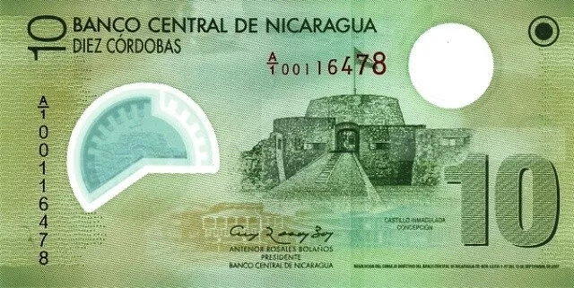 Nicaragua 2007 billet polymer de 10 Cordoba pick 201a neuf UNC Uncirculated