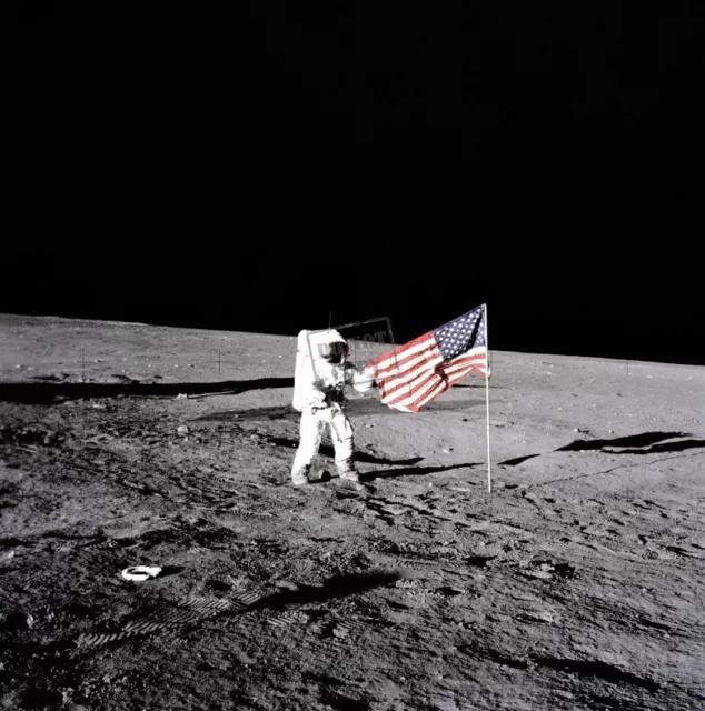 Astronaut Charles Conrad Unfurls Flag Moonwalk EVAs Apollo 12 24X24 PHOTOGRAPH