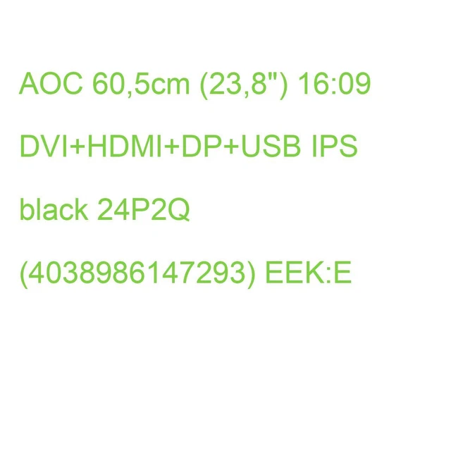 AOC 60,5cm (23,8") 16:09 DVI+HDMI+DP+USB IPS black 24P2Q (4038986147293) EEK:E