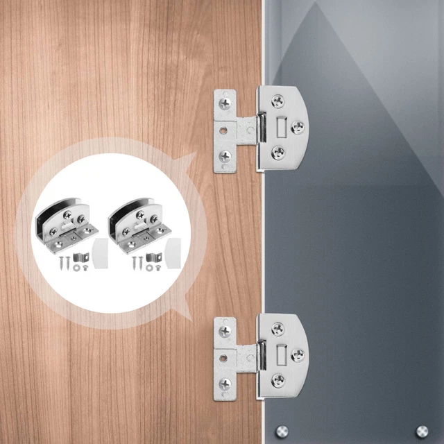 2 Cerniere Per Vetro 5-8mm - Argento | Per Vetrine, Acquari, Mobili | Non Perforate, Regolabili