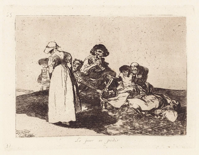 Gravure Originale De Goya - Assiette 55 Des Désastres De La Guerre, édition 1930
