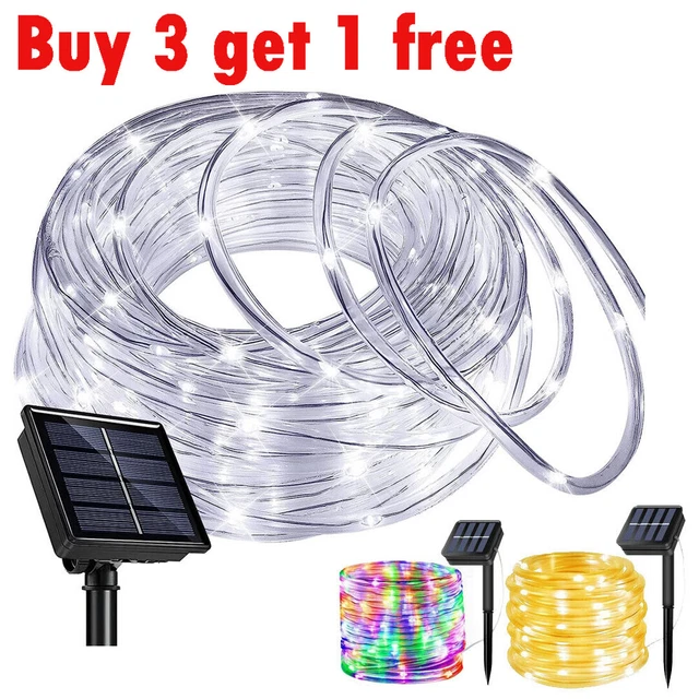 39FT 100 LED Solar Rope Tube Lights Waterproof String Light Outdoor Garden Lamp