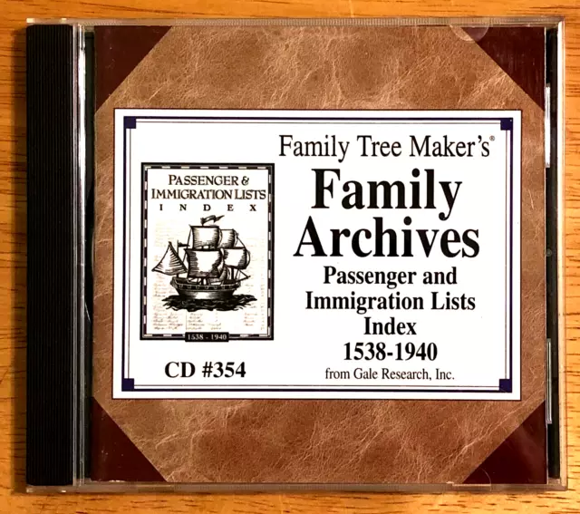 Family Tree Maker—Geneology—Passenger & Immigration Lists 1538-1940—Cd Rom