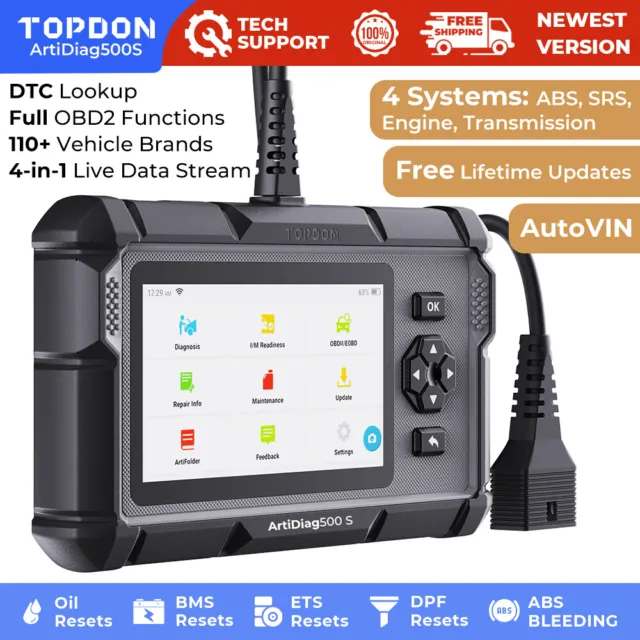 TOPDON AD500S OBD2 Scanner Car Code Reader Check Engine ABS SRS Diagnostic Tool