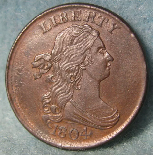 1804 Draped Bust Half Cent Razor Sharp Near Uncirculated Old US Coin