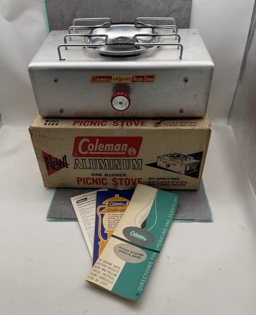 VINTAGE COLEMAN 5404 Picnic Stove LP Gas Single Burner w/ Box