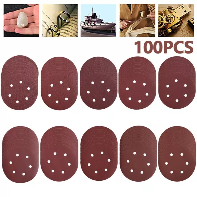 100pcs 6"/150mm Sanding Discs Sander Pads Hook and Loop Sandpaper 40~2000 Grit