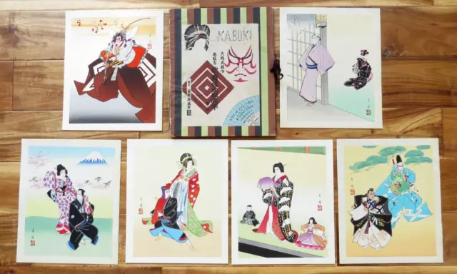 KABUKI Set of 6 JAPANESE WOODBLOCK PRINTS Gekko Ohashi (Series 1) Original 1954