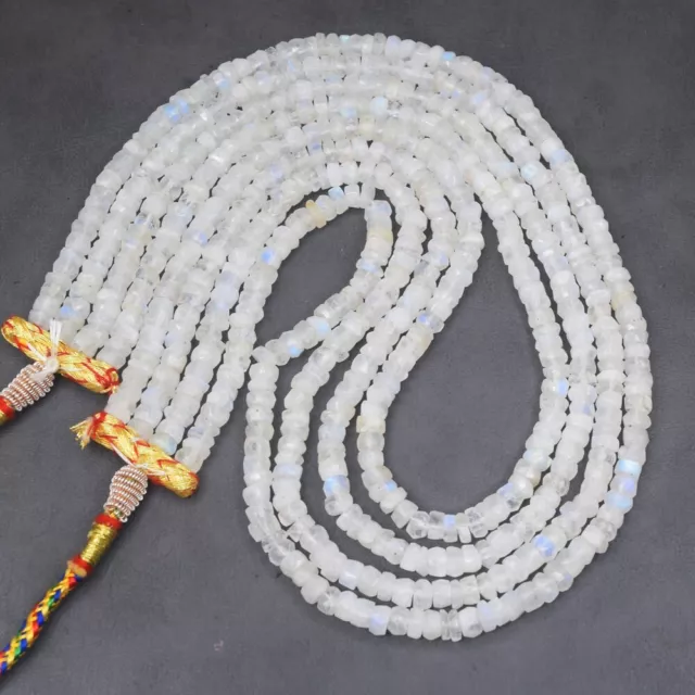 Beautiful 565 Cts Natural 4 Strand Moonstone Round Shape Beads Necklace SK10E520