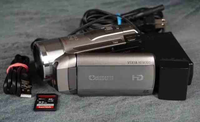 Canon VIXIA HF M300 Full HD 1080p AVCHD Flash Camcorder 15x W/ Extras Tested F/S