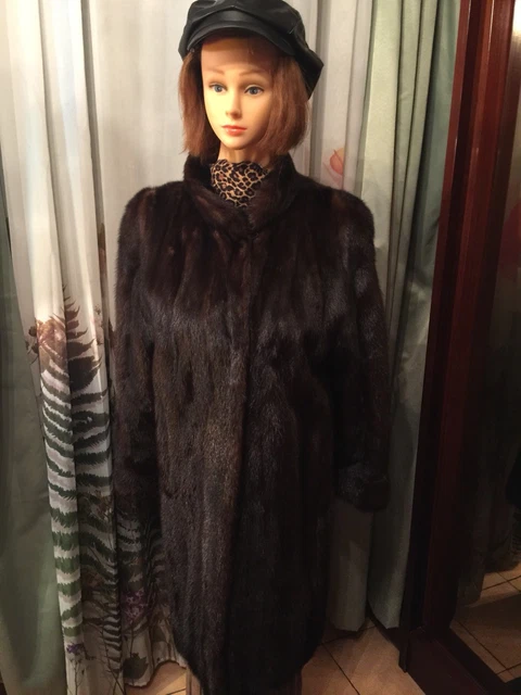 Manteau Long Vintage En Vison - Taille 38 Marron - Coupe Classique - Très Bon état