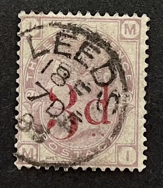 GB QV. 1873-80. 3d Red SG143 Pl.21. VF Used Leeds CDS Example. Cat. £100