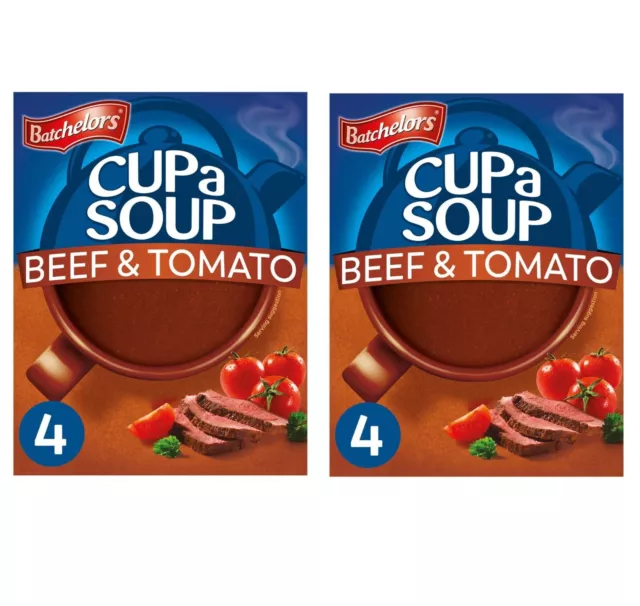 Batchelors Cup a Soup Beef & Tomato 4 x 22g Sachets  PACK OF 2