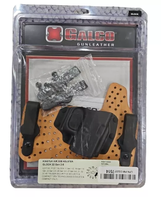 Galco KingTuk Air IWB Holster Glock 22 Gen 2-5, Right Hand (Natural)New Open Box