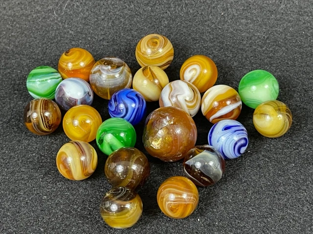 Antique Estate Lot 22 Vtg 1890s-20s M.F. Christensen Slag Onyx Marble .62"-.91"