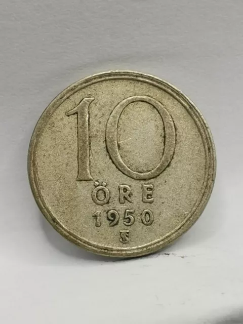 10 Ore Argent 1950 Ts Gustaf V Suede / Sweeden Silver