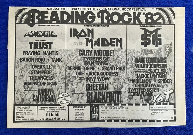 IRON MAIDEN READING Rock Festival 1982 Original Vintage Satin