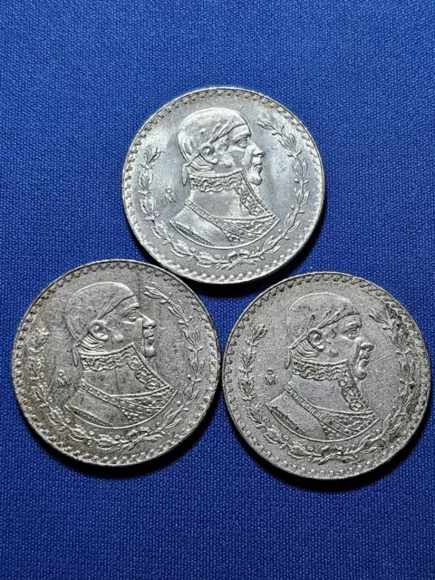 1957-1967 Silver Mexico Un Peso Coin Lot! Three Mexican Un Peso!