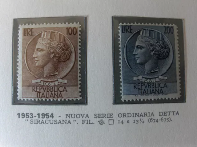 1954 Italia Repubblica  Siracusana Alti Valori  Nuovi Con Traccia Di Linguella