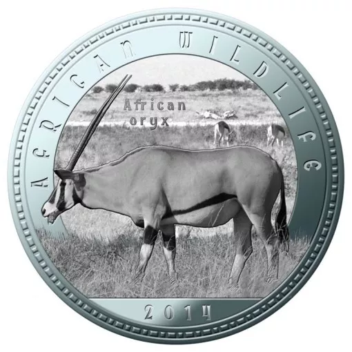 Zambia 1000 kwacha 2014 UNC Oryx Antelope Africa Wildlife Silver Plated Coin