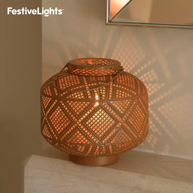 35cm Batterie Marocain Topaze LED Lanterne Bougie Indoor Automne Décor Suspendue