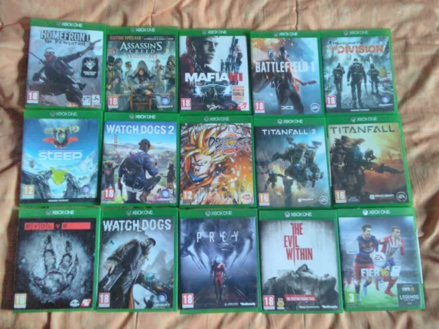 Lot de 15 jeux Xbox One bon état - Assassins creed, Battlefield, dragon ball...