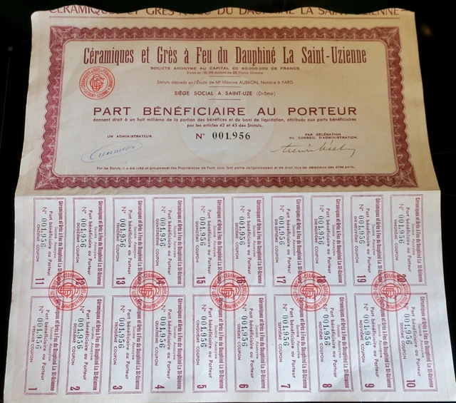 Céramiques Et Grès À Feu Du Dauphine La Saint-Uzienne Action De 10000 Francs Uze