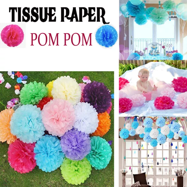 9Pcs Mixed Tissue Paper Pom Poms Hanging Garland Wedding Birthdays Party Decor