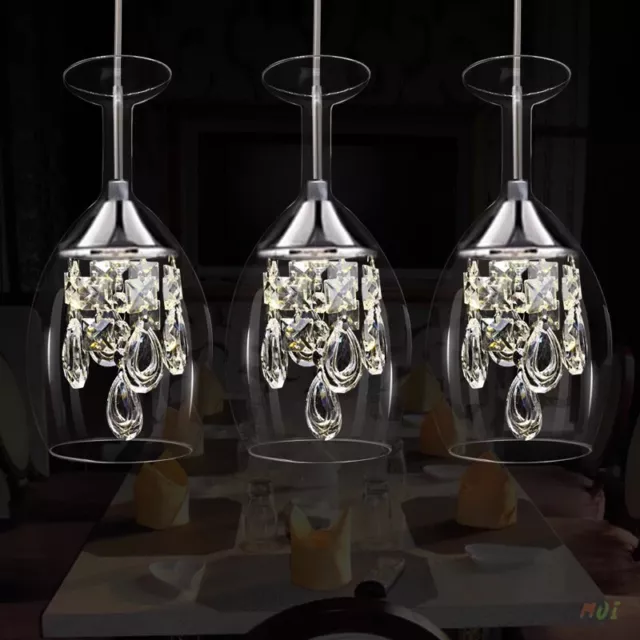 Modern Wine Glass Crystal Chandelier Ceiling Lights Pendant Lamp LED Lighting