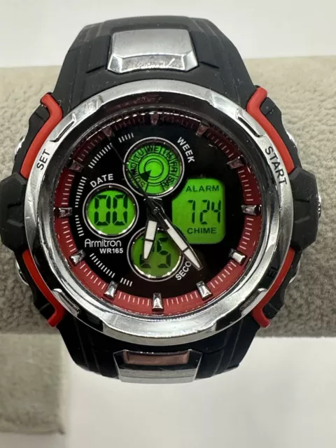 Mens Armitron Digital Watch 20/4193 763H/8 New Battery 43MM 7.25" X