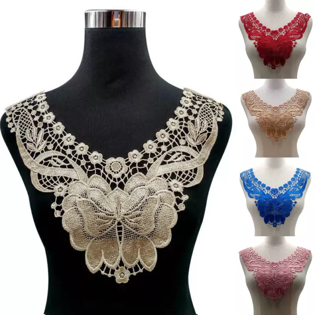 Flower Applique Lace Collar Trim Embroidered Neckline Sewing Patches Decor