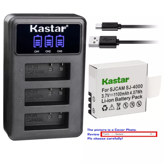 Kastar Battery LCD Triple Charger for SJCAM SJ4000B & SJCAM SJ500X Elite Camera