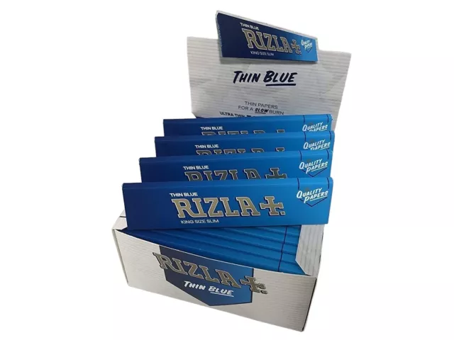 Box of 50 Rizla King Size Thin Blue Slim Natural Rolling Papers Smoking