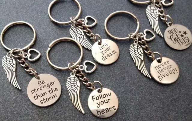 Inspirational Charm/ Angel Wing/ Heart/ Bag Charm /Key Ring/ Birthday/ Gift