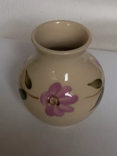 Beautiful Hand Painted Holkham Pottery Purple Floral Leaf Small Vase