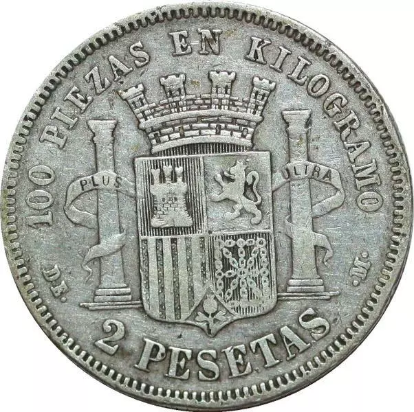 S1987 Espagne Spain 2 Pesetas. 1870*18-73. Madrid Argent Silver ->Make offer