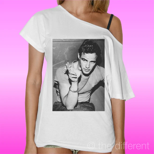 T-Shirt Donna Collo Barca Woman Marlon Brando Smoke Idea Regalo