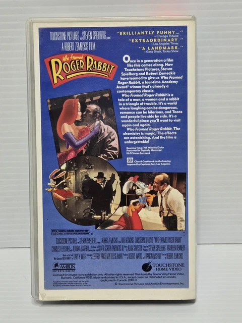 WHO FRAMED ROGER Rabbit (VHS, 1988) Bob Hoskins $29.95 - PicClick CA