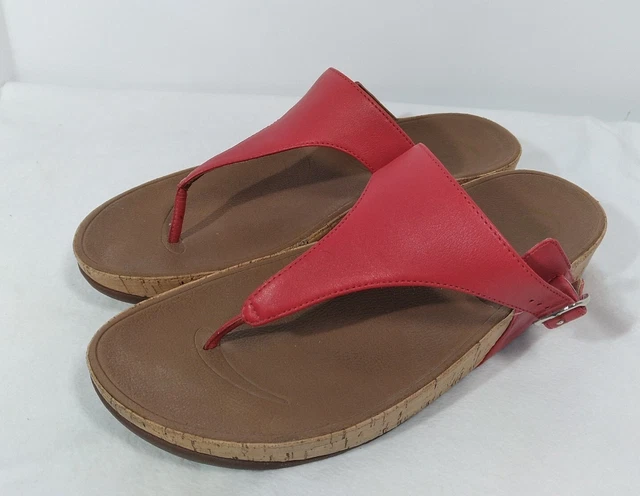 Fitflop Womens 11 Red Wedge Flip Flop Thong Slide Sandals