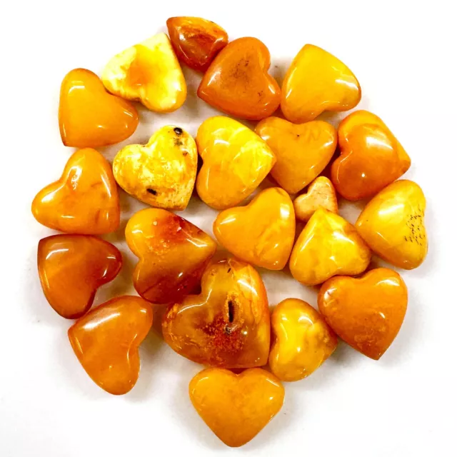 Butterscotch Baltic Amber Heart Shape Polished Gemstones Beautiful Nice Set 67 g