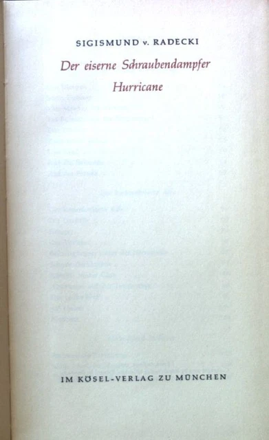 DER EISERNE SCHRAUBENDAMPFER Hurricane. Radecki, Sigismund von EUR 6