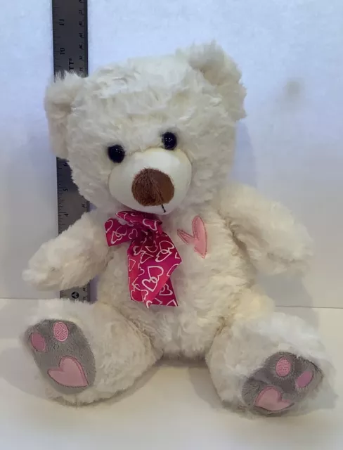 MTY International Valentines Day Teddy Bear Pink Hearts Stuffed Animal Plush Toy