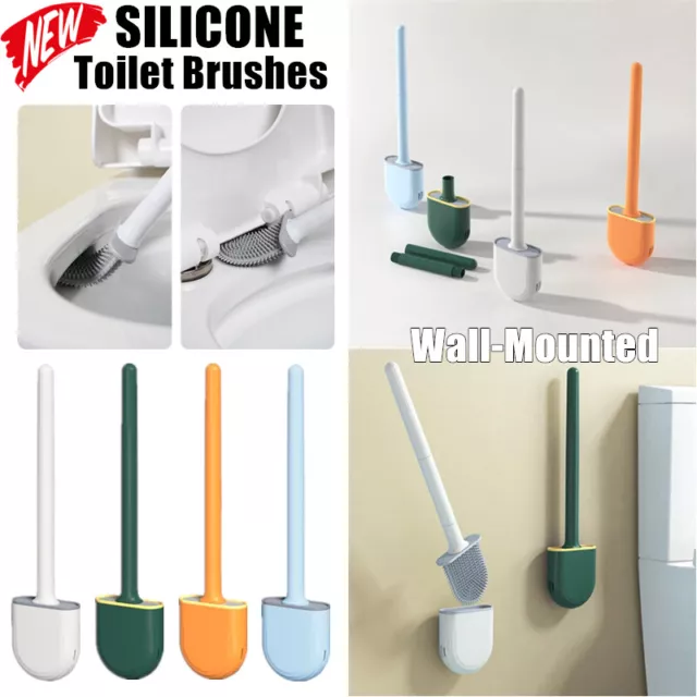 Bathroom Silicone Bristles Toilet Brush Cleaning Brush Set Creative with Holder