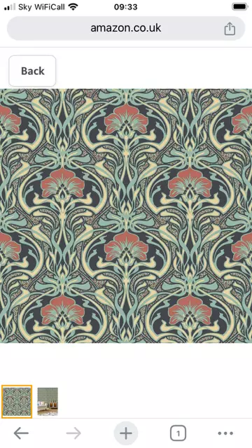 3 rolls Crown Retro vintage Pattern M1196 Flora Nouveau Wallpaper-Peacock Green