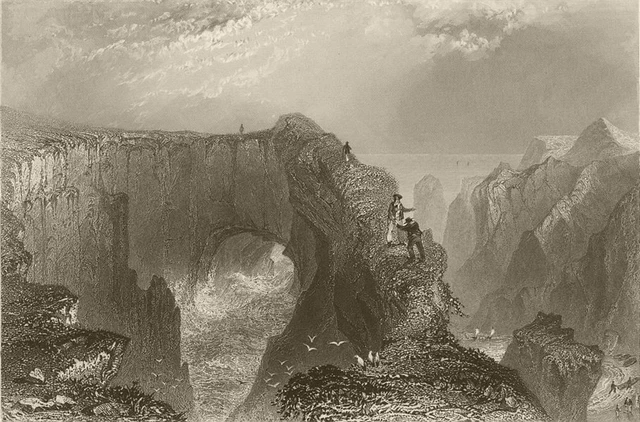 Buller of Buchan, near Peterhead. Scotland. BARTLETT 1842 old antique print