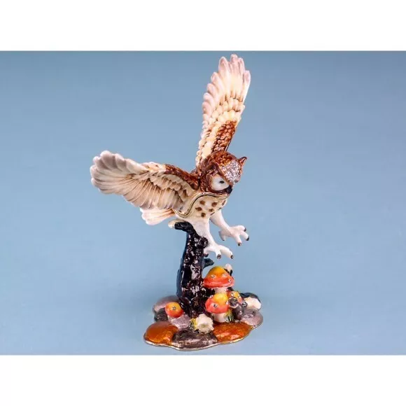 Cloisonne Brown Flying Owl Trinket Ornament Home Decoration Bird Wildlife 11 cm