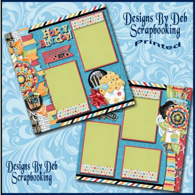 BIRTHDAY BOY Premade Scrapbook Pages paper printed layout DBDS