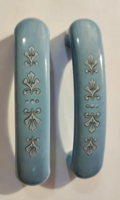 Vintage Porcelain Cabinet/Drawer Pull Handle Blue Lot of 2